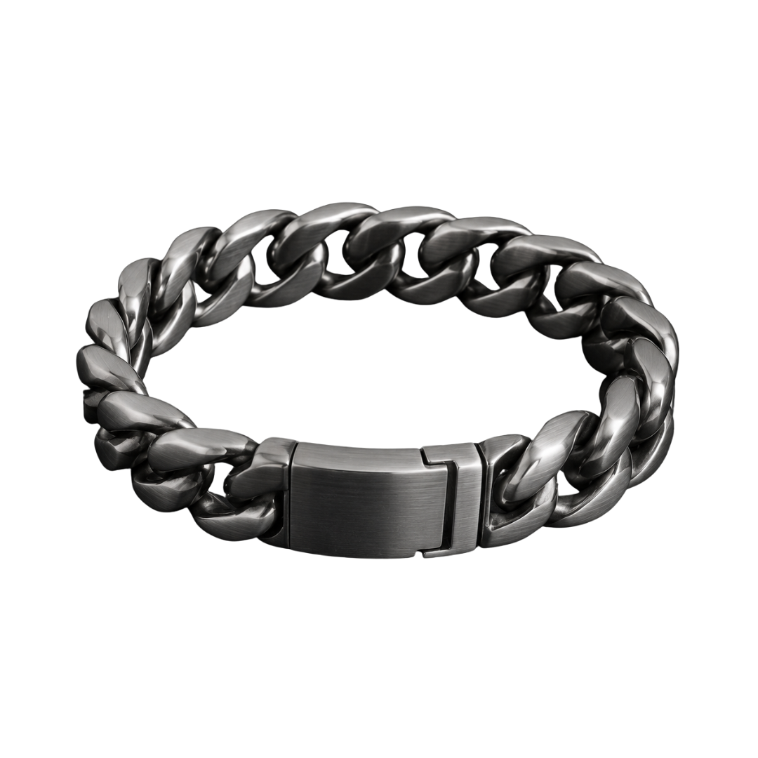 Heavy Stainless Steel Curb Chain Bracelet – Silver | Grunff Stwart