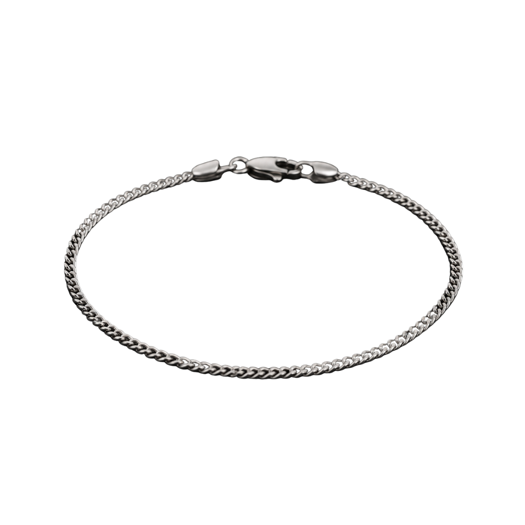 Slim Stainless Steel Curb Chain Bracelet – Silver | Grunff Stwart