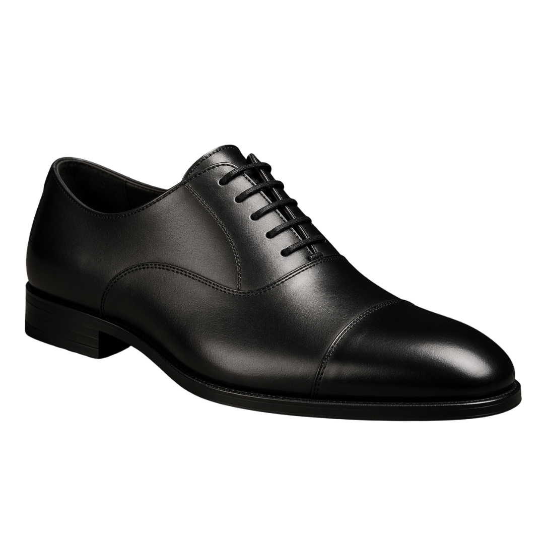 Premium Leather Cap-Toe Oxford Shoes – Black | Grunff Stwart