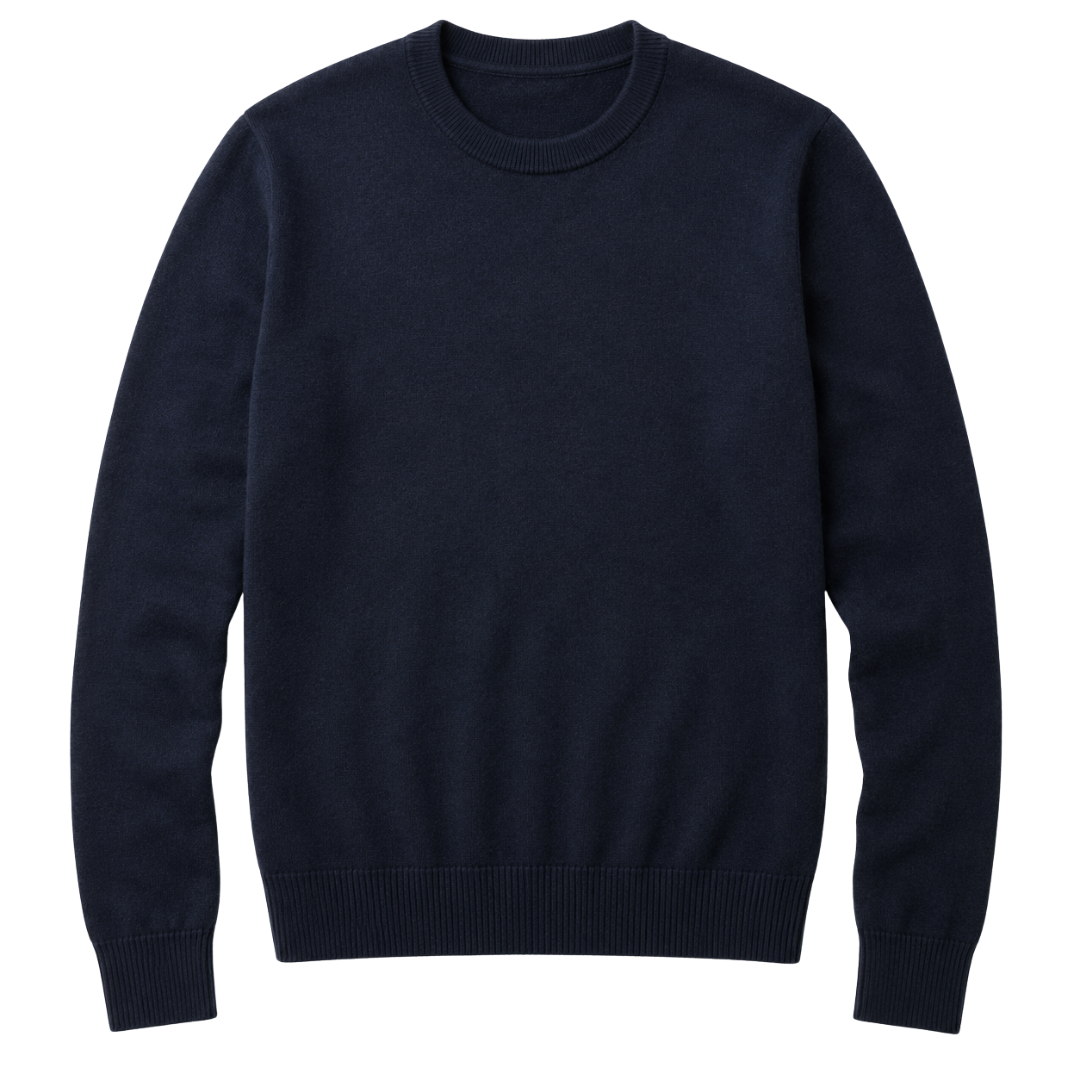 Fine Merino Wool Crew Neck Sweater – Navy | Grunff Stwart