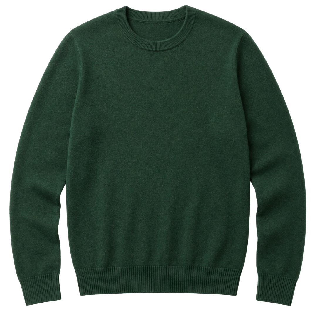 Fine Merino Wool Crew Neck Sweater – Forest Green | Grunff Stwart
