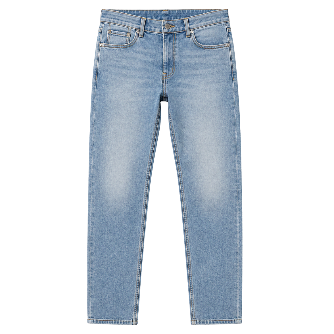 Premium Straight-Fit Denim Jeans – Light Blue | Grunff Stwart
